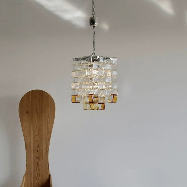 Moderne Art Deco Würfel Quadrat Eisen Kristall 1-Licht Pendelleuchte für das Schlafzimmer 