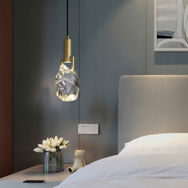 Lustre suspendu moderne de luxe irrégulier rond en cuivre et cristal 1 lumière pour chambre 
