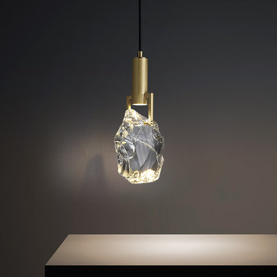 Lustre suspendu moderne de luxe irrégulier rond en cuivre et cristal 1 lumière pour chambre 