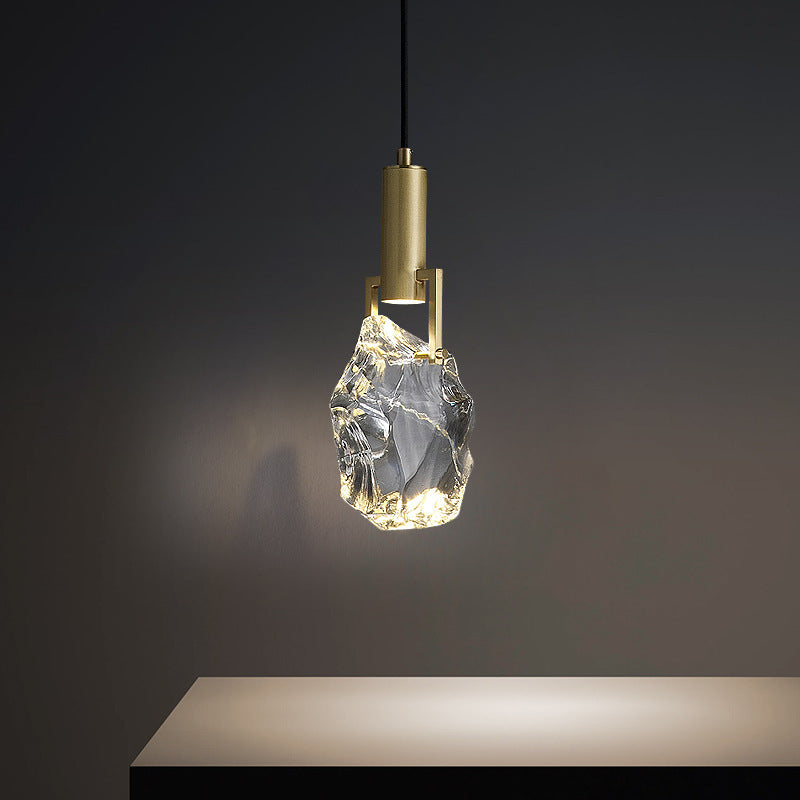 Lustre suspendu moderne de luxe irrégulier rond en cuivre et cristal 1 lumière pour chambre 