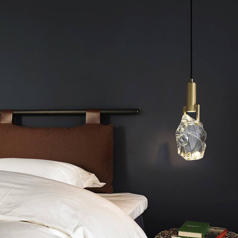 Lustre suspendu moderne de luxe irrégulier rond en cuivre et cristal 1 lumière pour chambre 