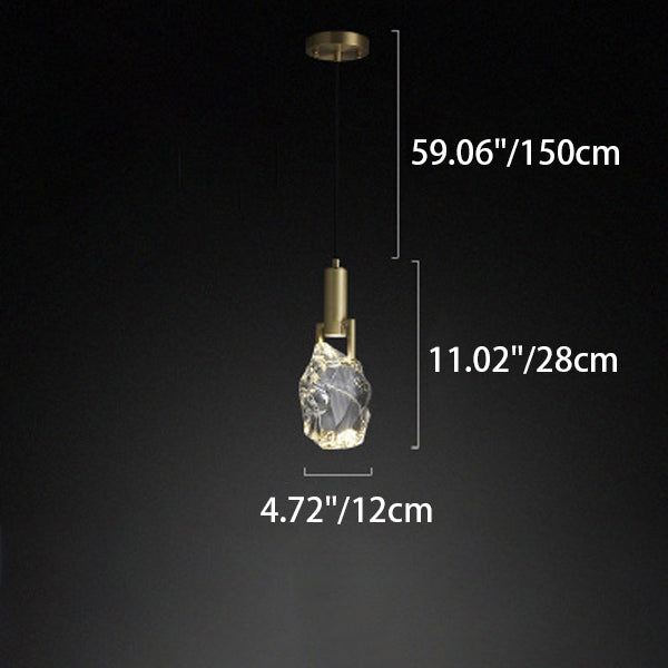 Lustre suspendu moderne de luxe irrégulier rond en cuivre et cristal 1 lumière pour chambre 