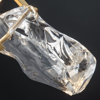 Lustre suspendu moderne de luxe irrégulier rond en cuivre et cristal 1 lumière pour chambre 