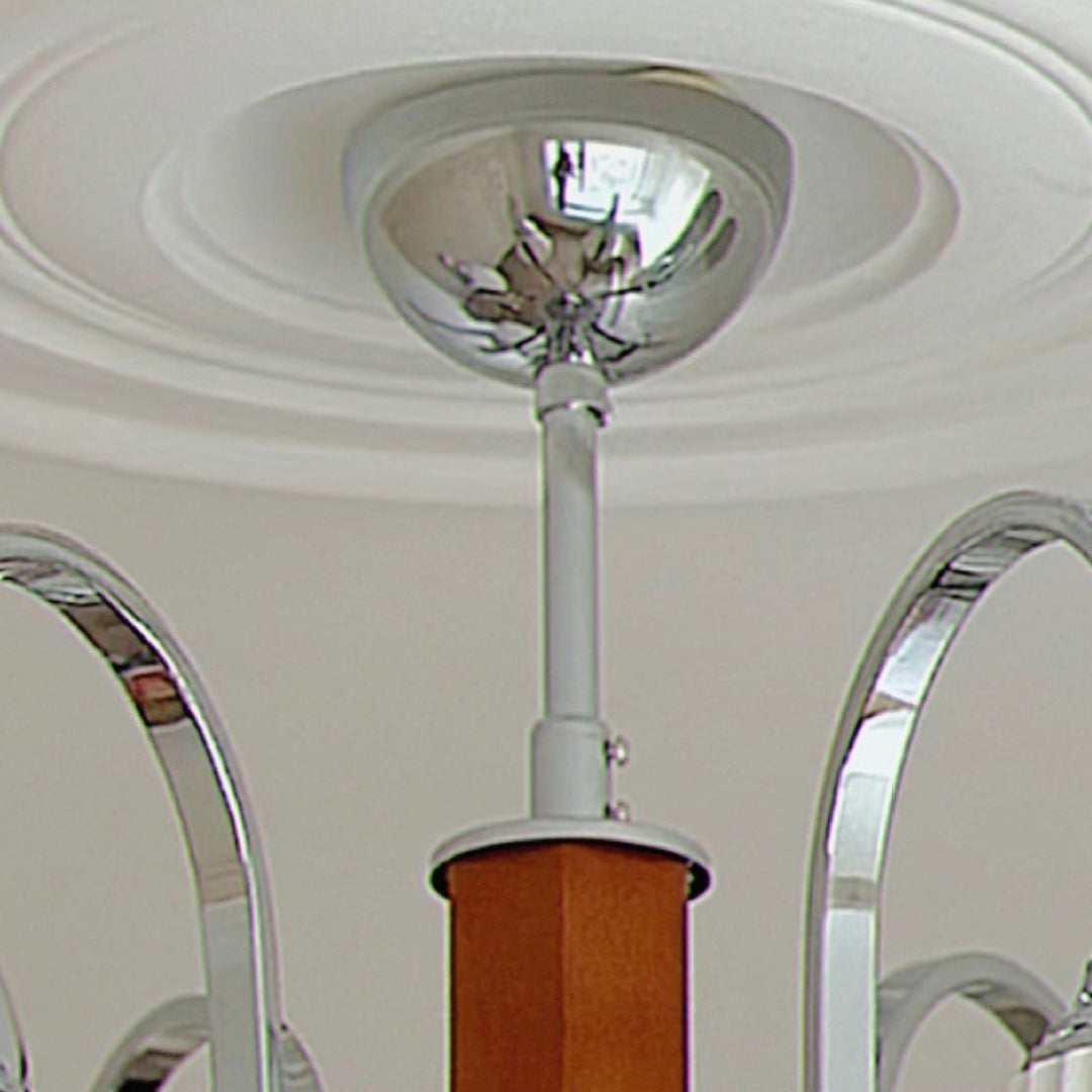 Chandelier traditionnel à cornes rondes en métal, bois, céramique 3/6 lumières pour salon 