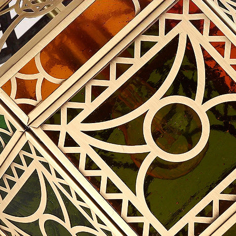 Traditional Vintage Muslim Hexagonal Prism Copper Glass 1-Light Pendant Light For Dining Room