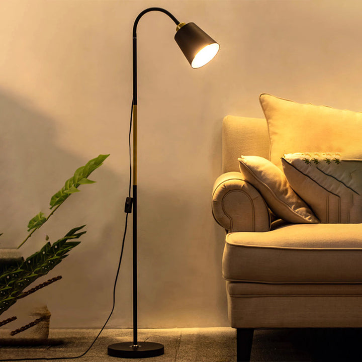 Moderner minimalistischer runder Kegel Eisen PVC 1-Licht Stehlampe für Wohnzimmer 