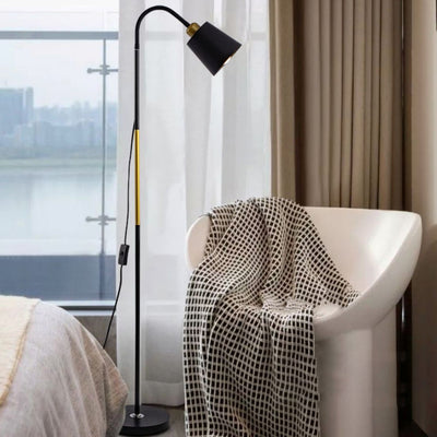Moderner minimalistischer runder Kegel Eisen PVC 1-Licht Stehlampe für Wohnzimmer 