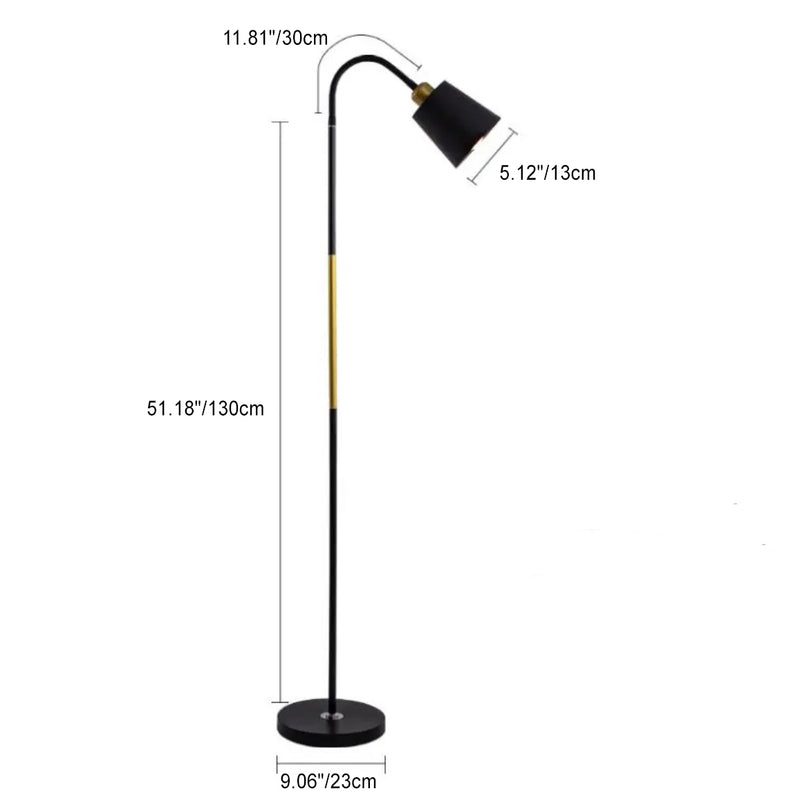 Moderner minimalistischer runder Kegel Eisen PVC 1-Licht Stehlampe für Wohnzimmer 