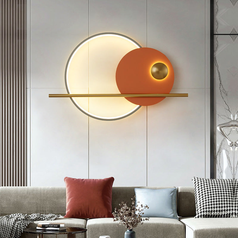 Contemporary Scandinavian Round Aluminum Iron LED Wall Sconce Lamp For Bedroom