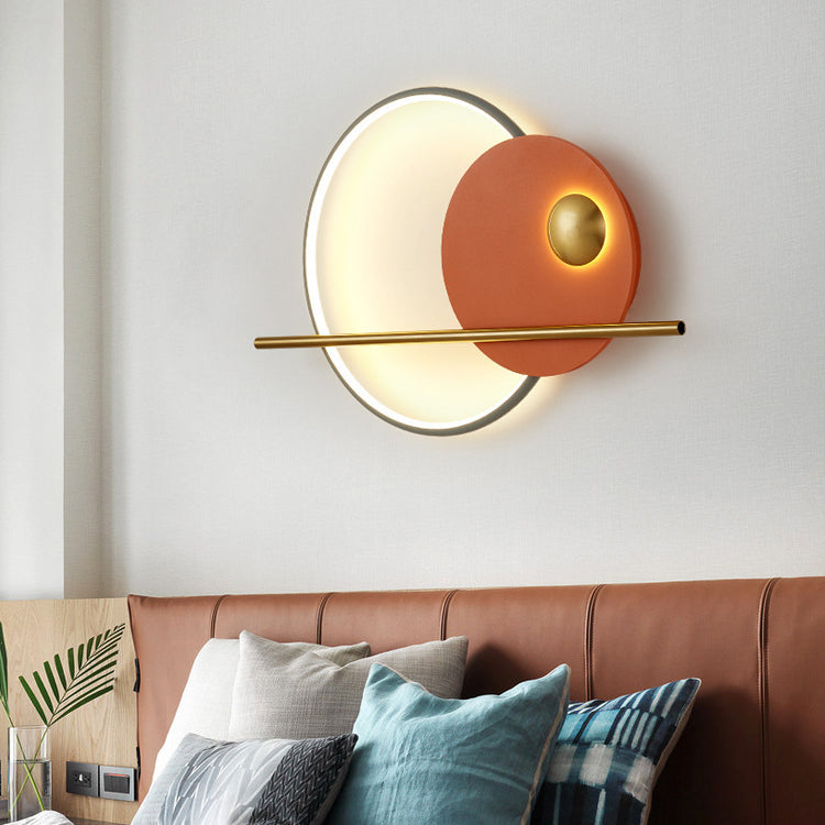 Contemporary Scandinavian Round Aluminum Iron LED Wall Sconce Lamp For Bedroom