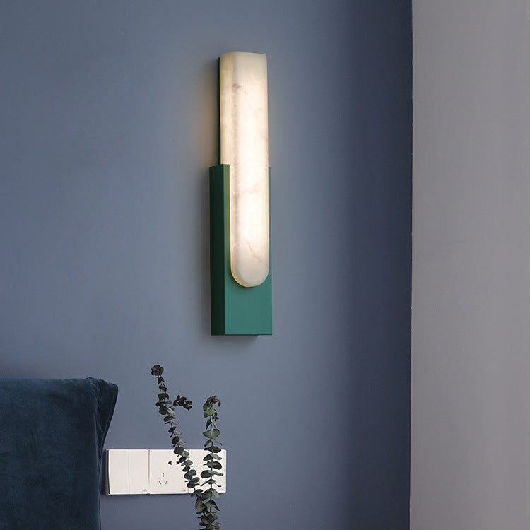 Applique murale LED en faux marbre rectangulaire contemporaine scandinave pour chambre 
