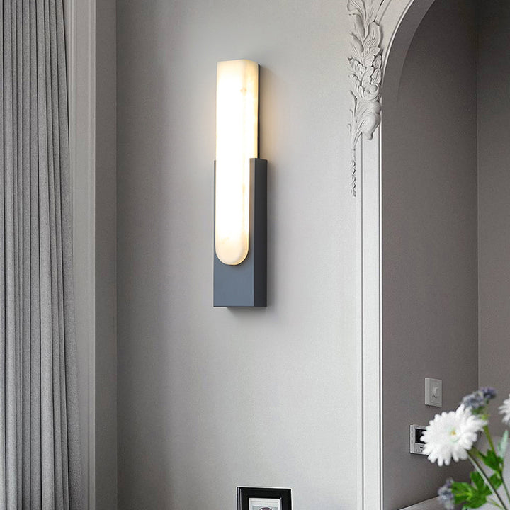 Applique murale LED en faux marbre rectangulaire contemporaine scandinave pour chambre 