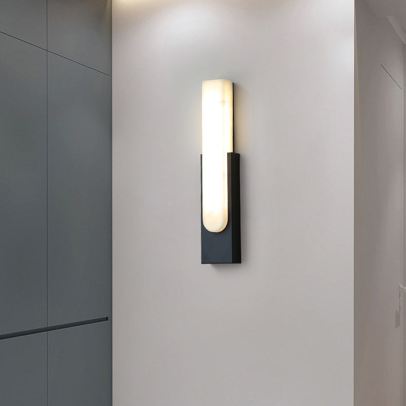 Applique murale LED en faux marbre rectangulaire contemporaine scandinave pour chambre 