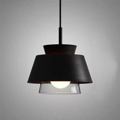 Lámpara colgante contemporánea escandinava de aluminio y vidrio redonda trapezoidal de 1 luz para dormitorio 