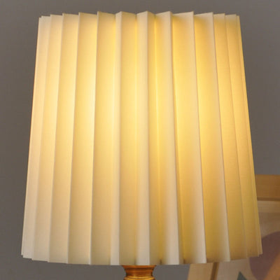 Lampe de table 1 lumière en tissu bois cylindrique plissé contemporain mi-siècle pour chambre 