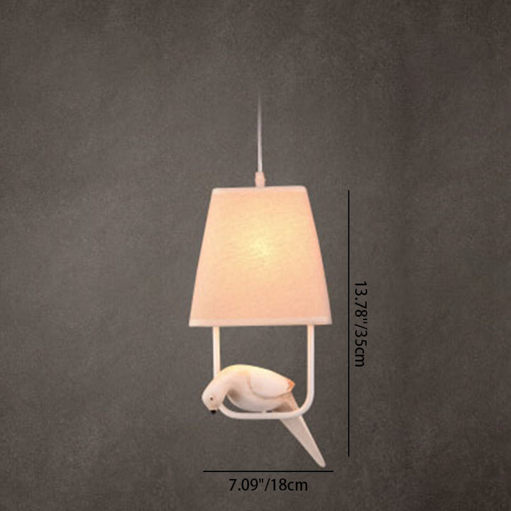 Chandelier Contemporain Créatif Oiseau Rectangle Fer Lin Résine 1/2/3 Lumière Pour Chambre 