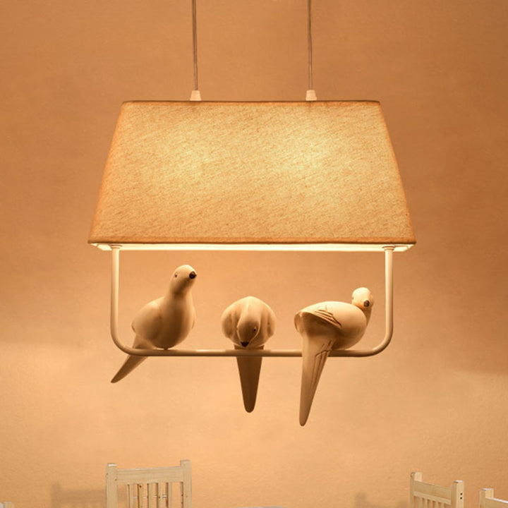 Chandelier Contemporain Créatif Oiseau Rectangle Fer Lin Résine 1/2/3 Lumière Pour Chambre 