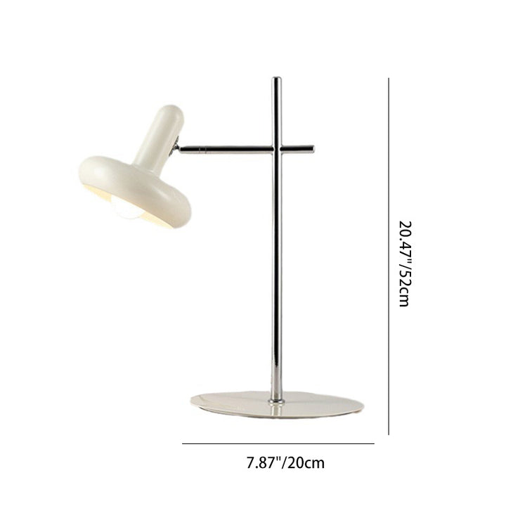 Lampe de table LED en fer avec abat-jour rotatif rond en crème USB scandinave contemporaine pour chambre à coucher 