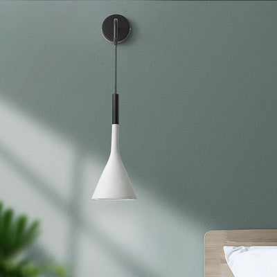 Moderne minimalistische runde Kegel-Eisen-Wandleuchte mit 1 Licht für Schlafzimmer 