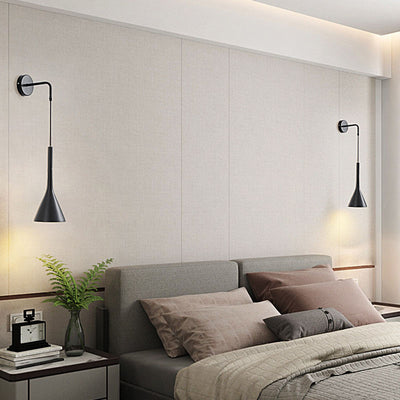Moderne minimalistische runde Kegel-Eisen-Wandleuchte mit 1 Licht für Schlafzimmer 