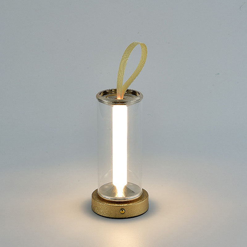 Moderne minimalistische USB tragbare runde Zylinder Eisen Acryl LED Tischlampe für Wohnzimmer 
