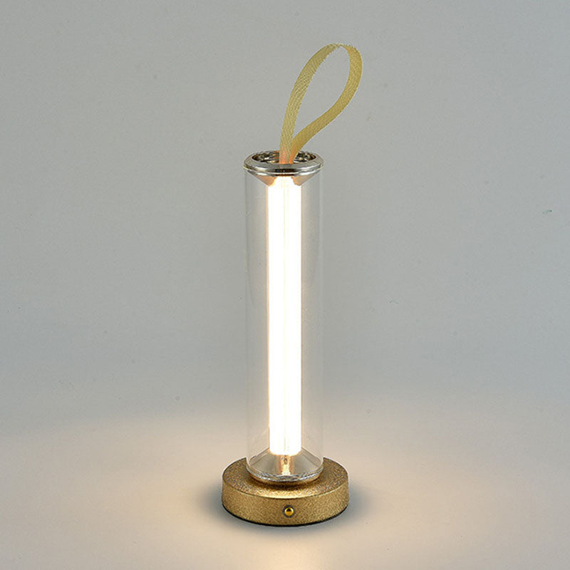 Moderne minimalistische USB tragbare runde Zylinder Eisen Acryl LED Tischlampe für Wohnzimmer 