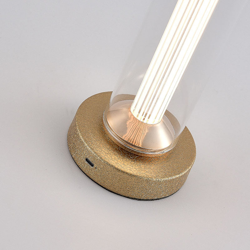 Moderne minimalistische USB tragbare runde Zylinder Eisen Acryl LED Tischlampe für Wohnzimmer 
