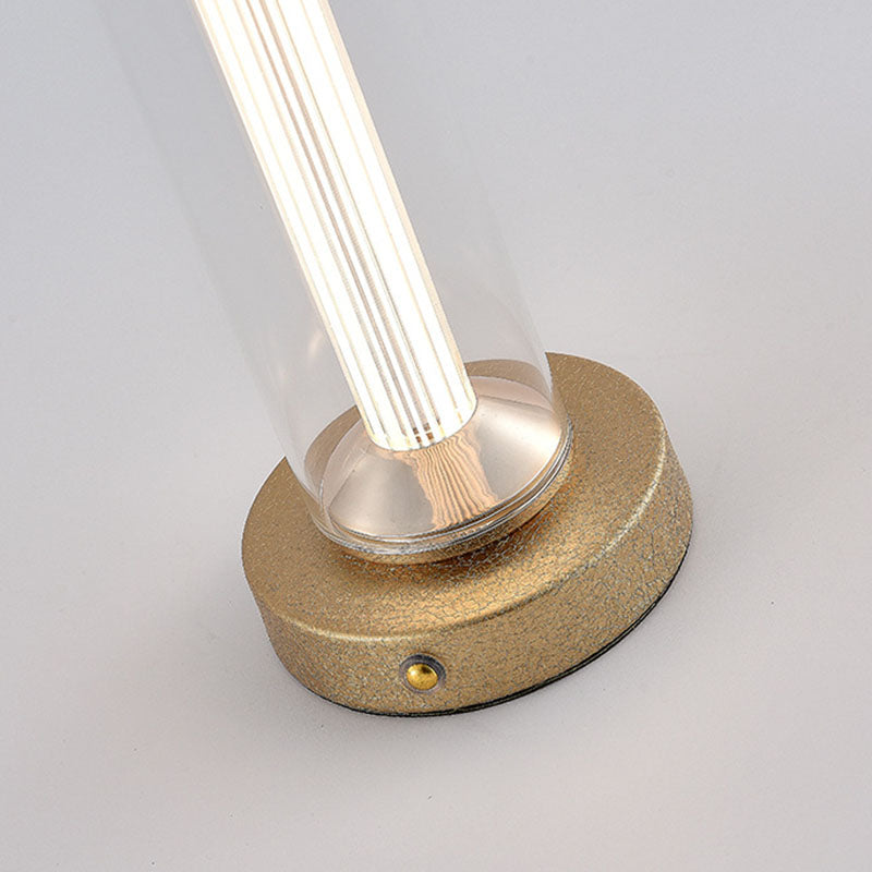 Moderne minimalistische USB tragbare runde Zylinder Eisen Acryl LED Tischlampe für Wohnzimmer 