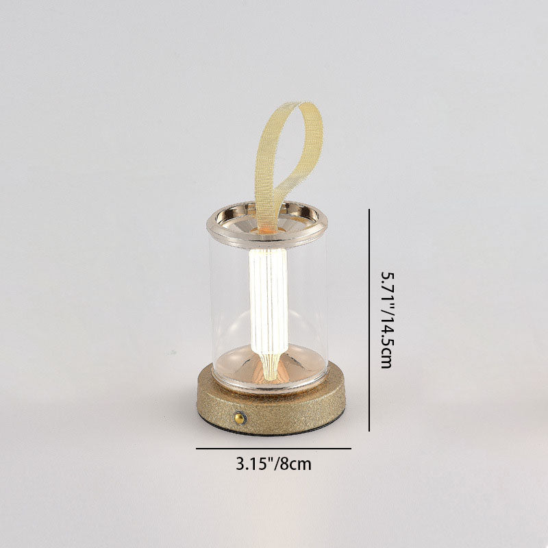 Moderne minimalistische USB tragbare runde Zylinder Eisen Acryl LED Tischlampe für Wohnzimmer 