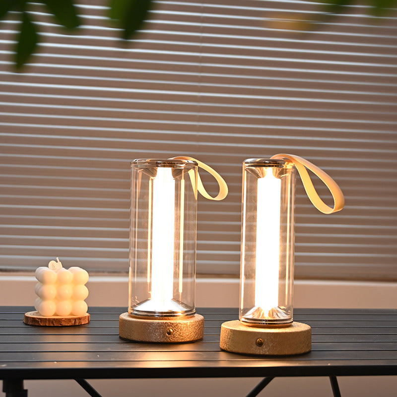 Moderne minimalistische USB tragbare runde Zylinder Eisen Acryl LED Tischlampe für Wohnzimmer 