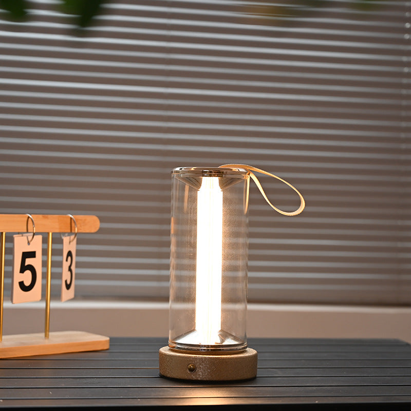 Moderne minimalistische USB tragbare runde Zylinder Eisen Acryl LED Tischlampe für Wohnzimmer 
