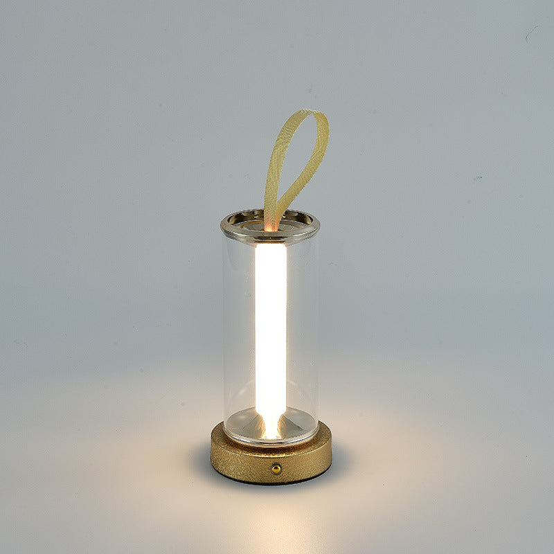 Moderne minimalistische USB tragbare runde Zylinder Eisen Acryl LED Tischlampe für Wohnzimmer 