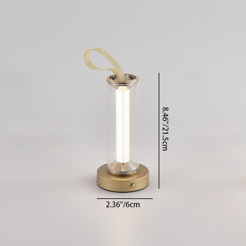 Moderne minimalistische USB tragbare runde Zylinder Eisen Acryl LED Tischlampe für Wohnzimmer 