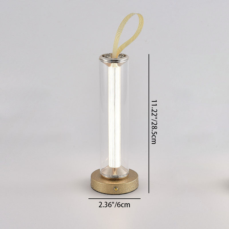 Moderne minimalistische USB tragbare runde Zylinder Eisen Acryl LED Tischlampe für Wohnzimmer 