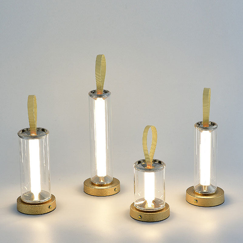 Moderne minimalistische USB tragbare runde Zylinder Eisen Acryl LED Tischlampe für Wohnzimmer 