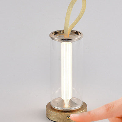 Moderne minimalistische USB tragbare runde Zylinder Eisen Acryl LED Tischlampe für Wohnzimmer 