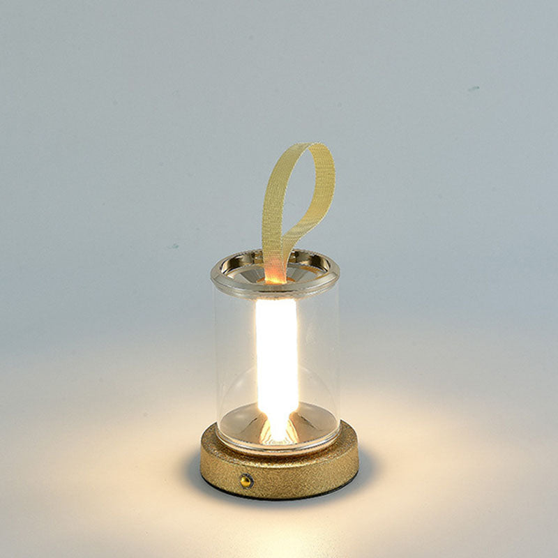 Moderne minimalistische USB tragbare runde Zylinder Eisen Acryl LED Tischlampe für Wohnzimmer 