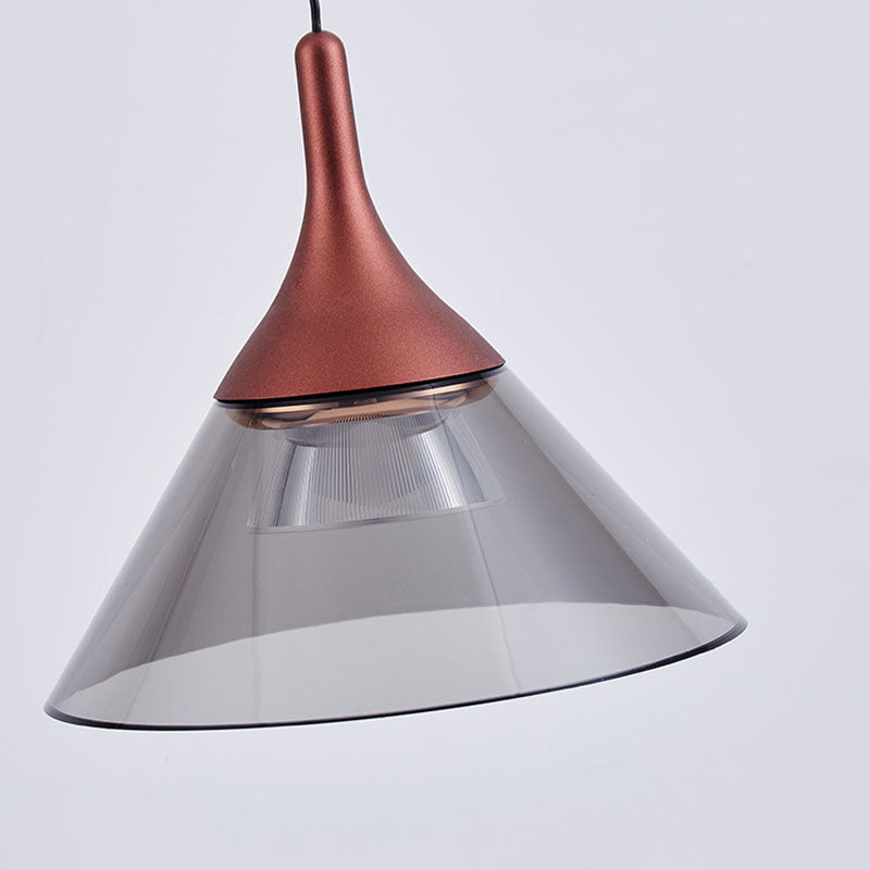 Zeitgenössische skandinavische Kegel Aluminium Acryl LED Pendelleuchte für das Schlafzimmer 