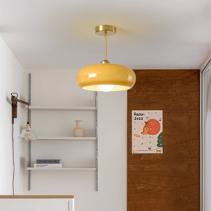 Lustre suspendu contemporain scandinave rond ovale en fer et verre à 1 lumière pour chambre 