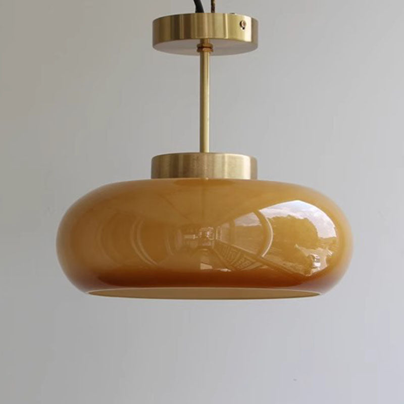 Lustre suspendu contemporain scandinave rond ovale en fer et verre à 1 lumière pour chambre 