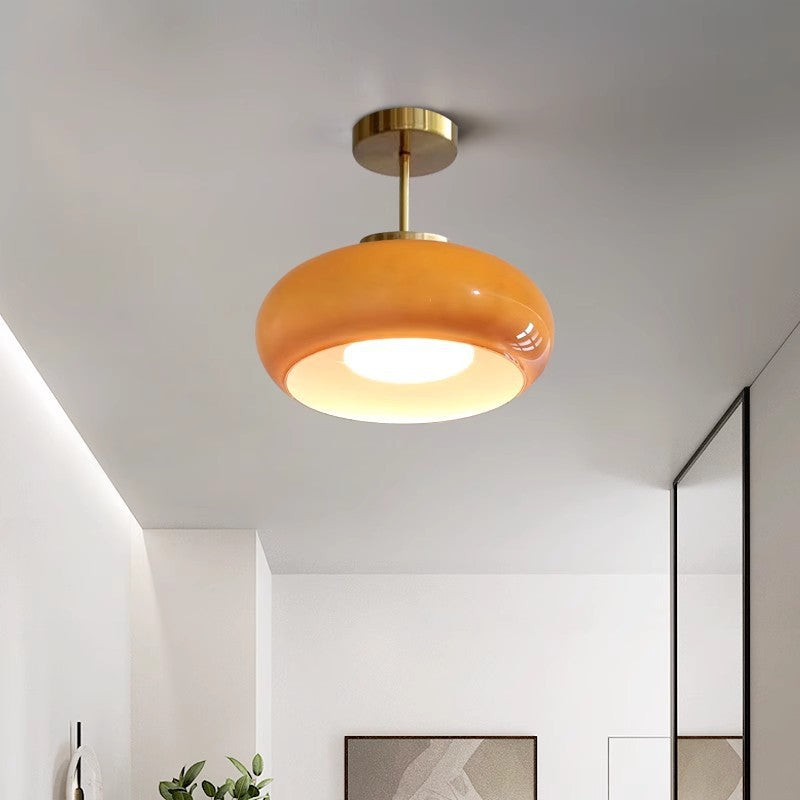 Lustre suspendu contemporain scandinave rond ovale en fer et verre à 1 lumière pour chambre 