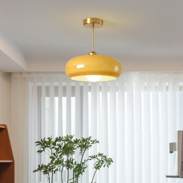 Lustre suspendu contemporain scandinave rond ovale en fer et verre à 1 lumière pour chambre 