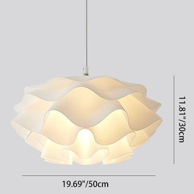Lámpara colgante contemporánea escandinava de crema plisada redonda ABS de 1 luz para dormitorio 