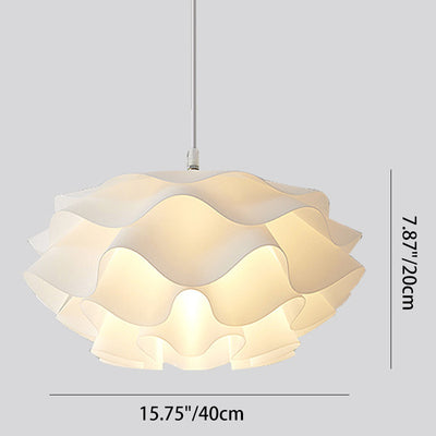 Lámpara colgante contemporánea escandinava de crema plisada redonda ABS de 1 luz para dormitorio 
