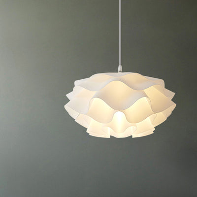 Lámpara colgante contemporánea escandinava de crema plisada redonda ABS de 1 luz para dormitorio 