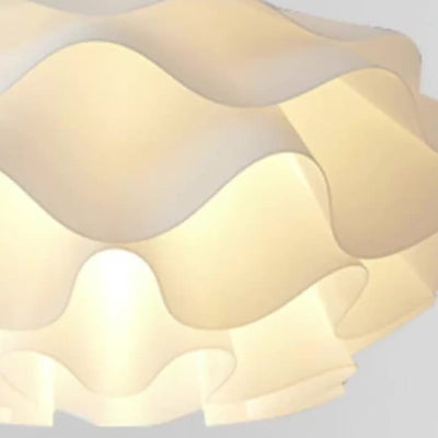 Lámpara colgante contemporánea escandinava de crema plisada redonda ABS de 1 luz para dormitorio 