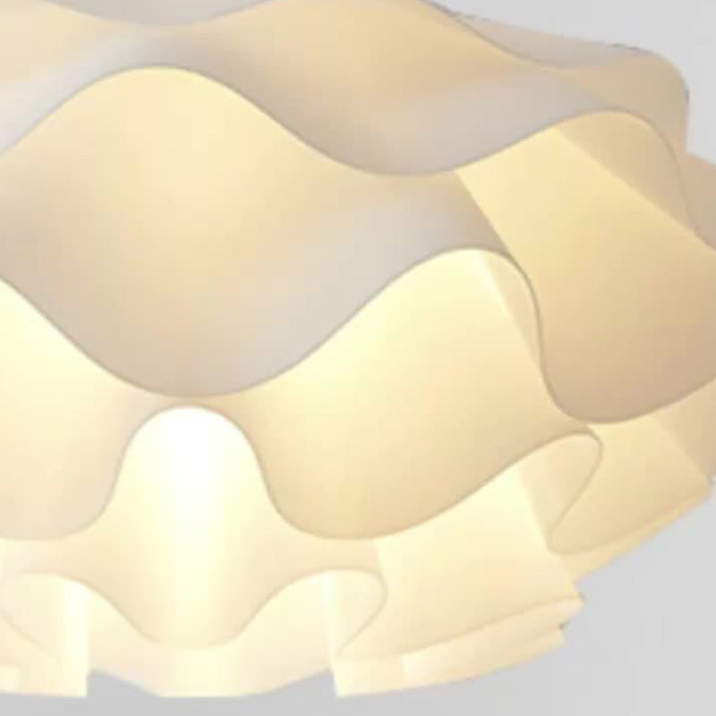 Lámpara colgante contemporánea escandinava de crema plisada redonda ABS de 1 luz para dormitorio 