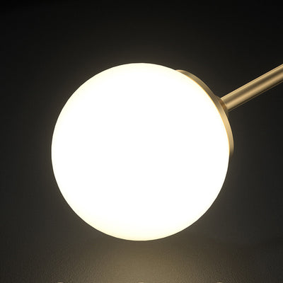 Zeitgenössischer skandinavischer Magic Bean Linearer Runder Kupferglas 5/6/7 Licht Insel Licht Kronleuchter für Esszimmer 