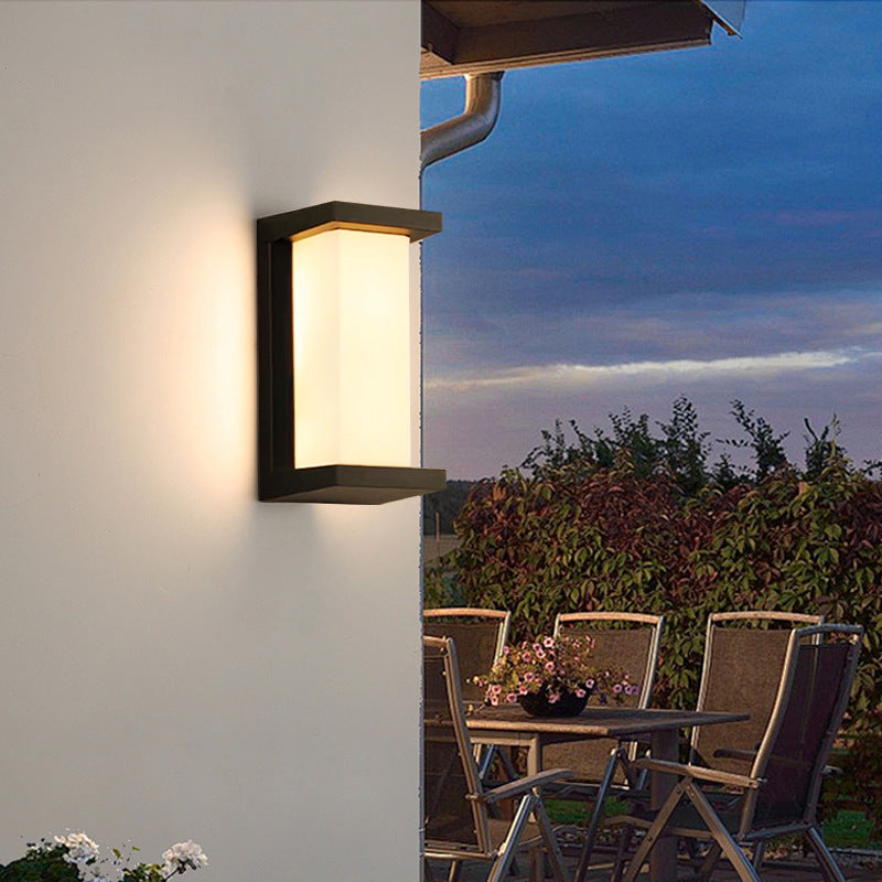Moderne minimalistische wasserdichte rechteckige ovale PC Aluminium LED Wandleuchte für den Außenbereich 