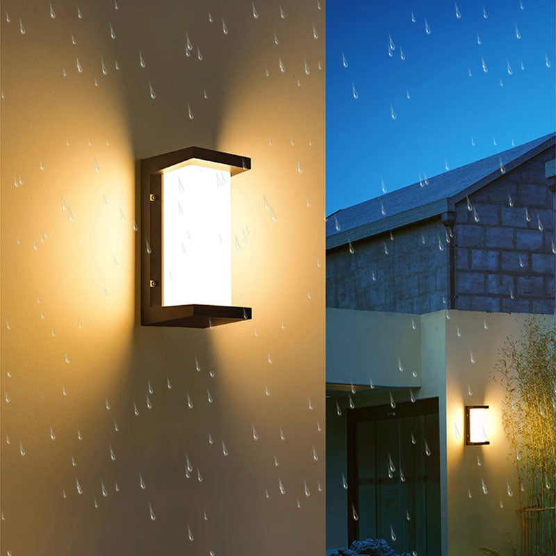 Moderne minimalistische wasserdichte rechteckige ovale PC Aluminium LED Wandleuchte für den Außenbereich 